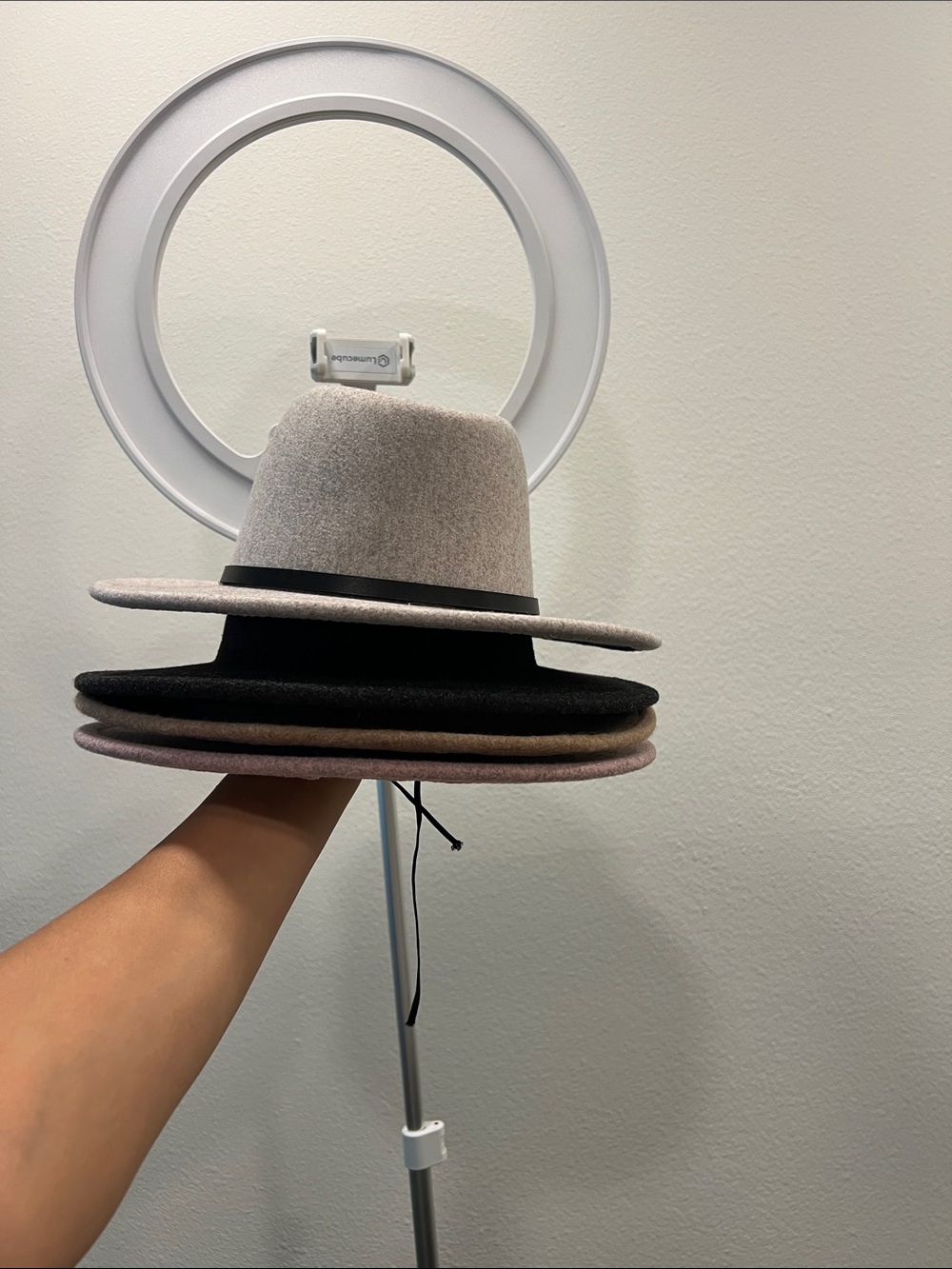 4 pack Wide-Brim Fedora Hats in Neutral Tones